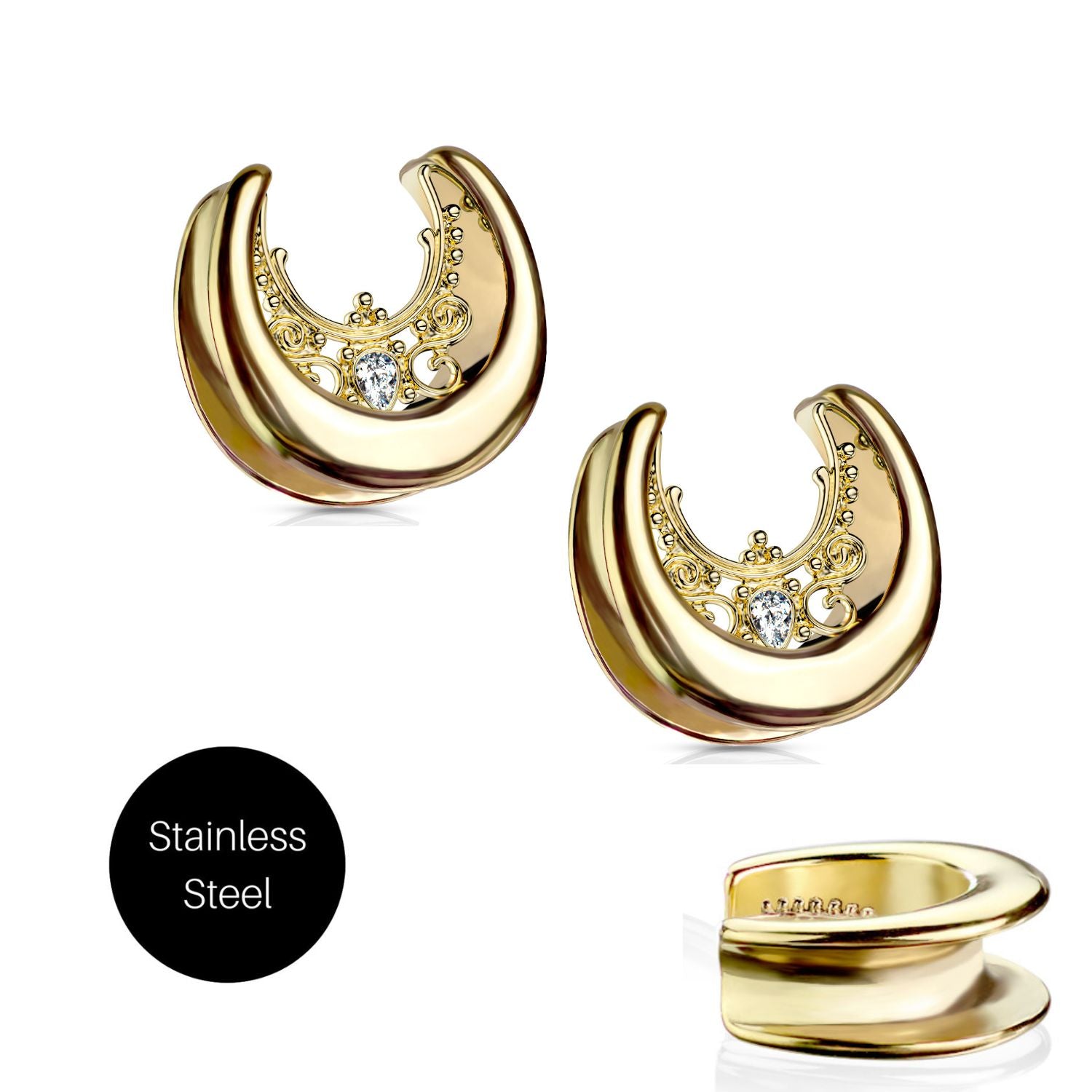 Filigree Centered Saddle Spreader in Gold Steel