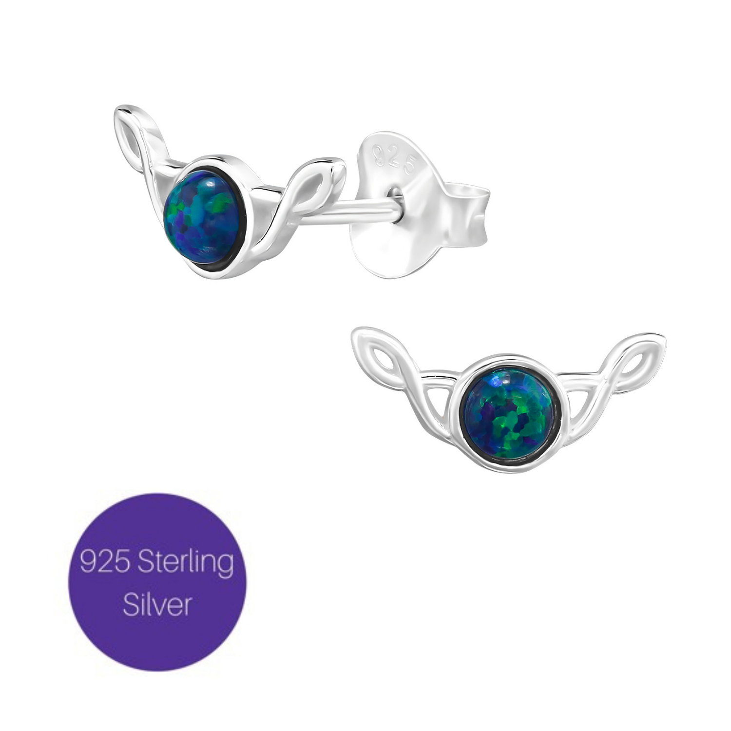 Blue Fire Opal Twist Studs