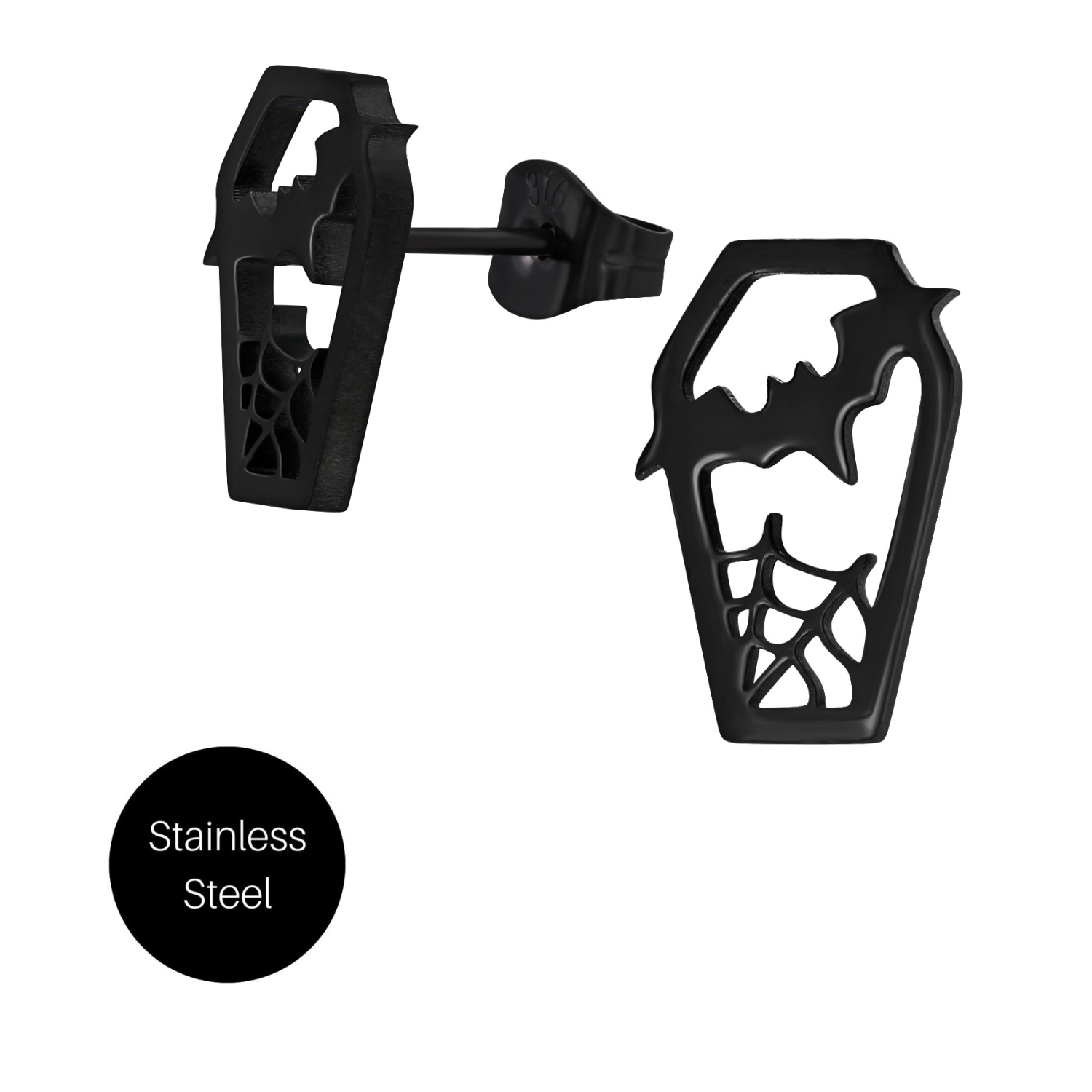 Spooky Coffin Studs in Black