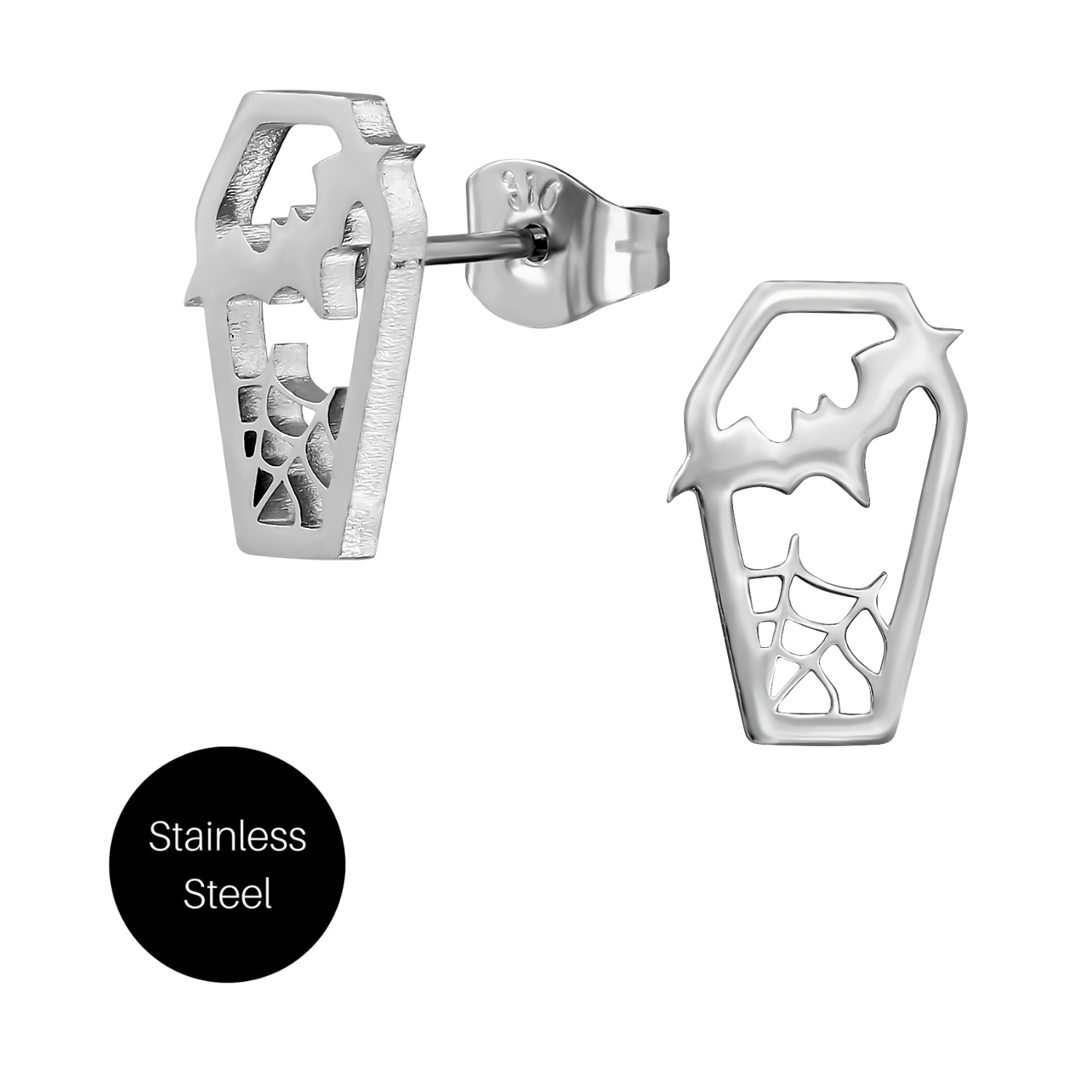 Spooky Coffin Studs in Steel