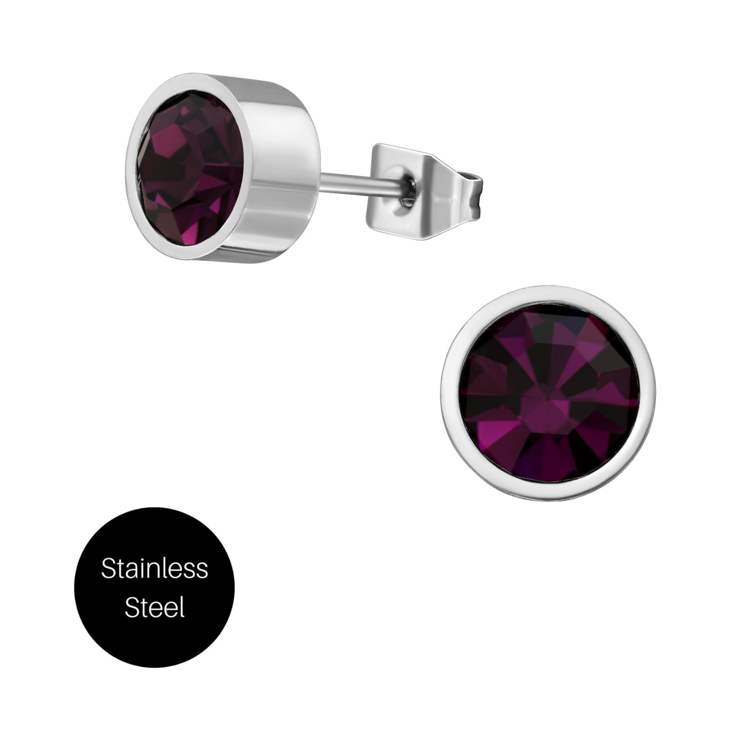 Dark Purple Gem Studs in Steel