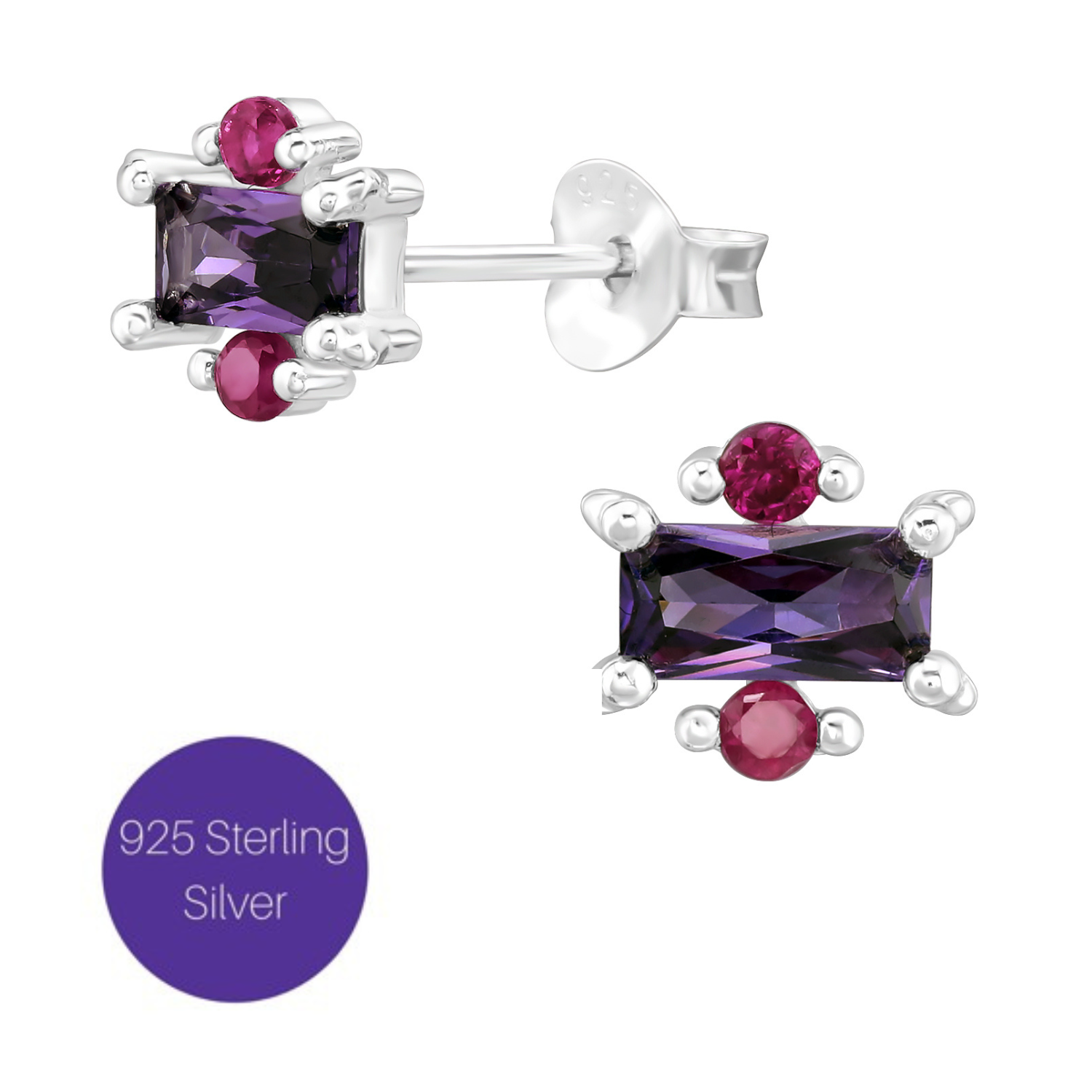 Pink and Purple Crystal Studs