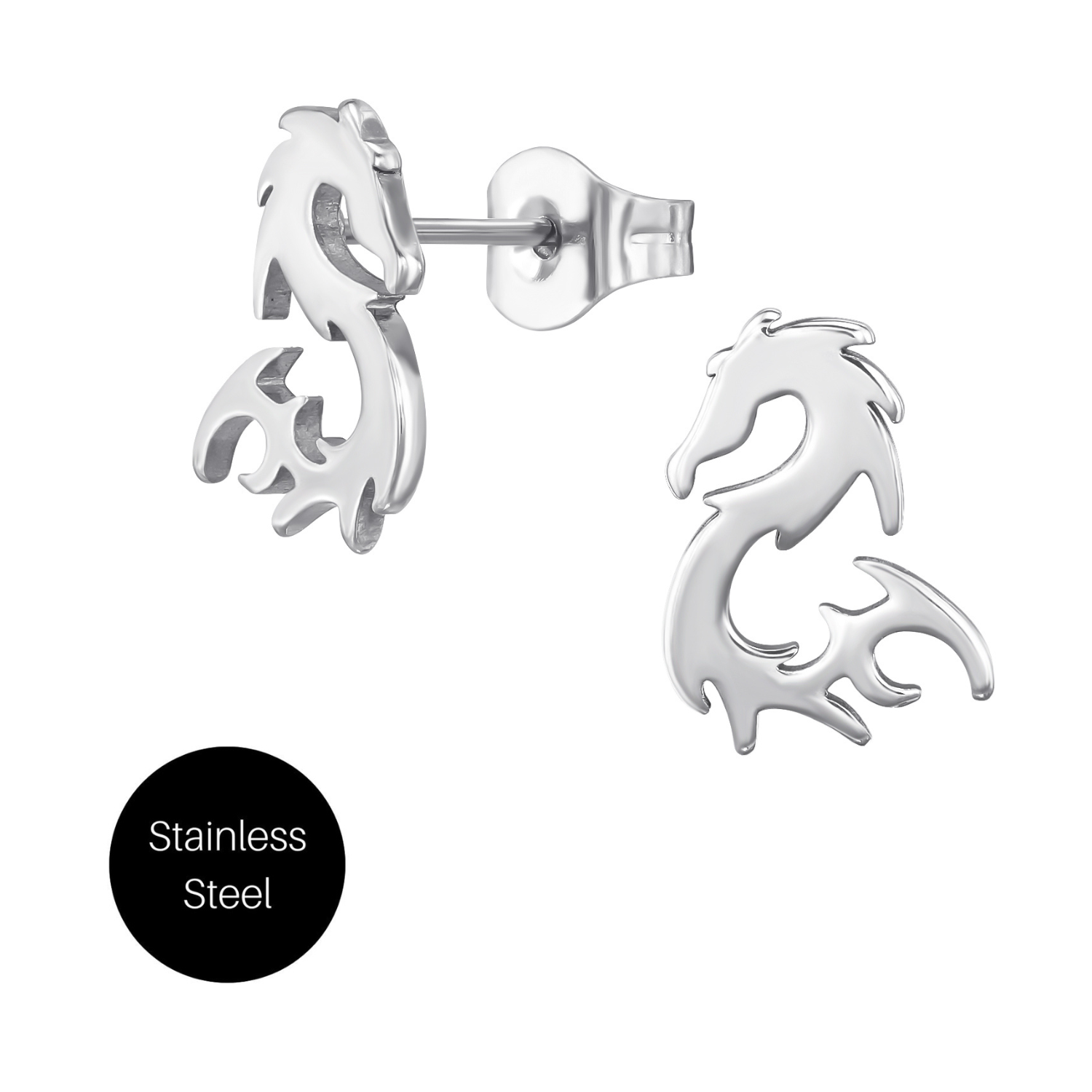 Fire Dragon Studs in Steel