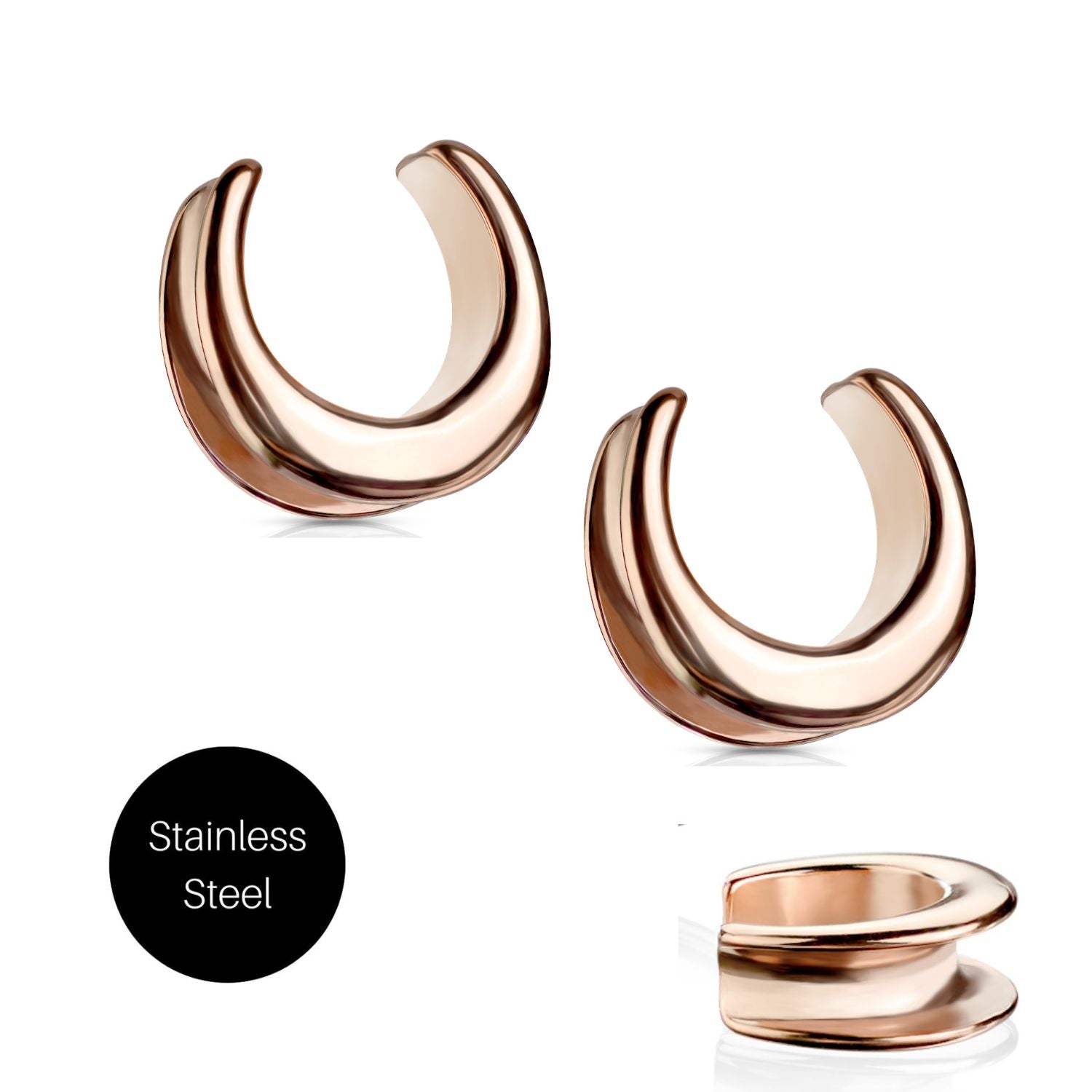 Saddle Spreader Ear Plug in Rose Gold