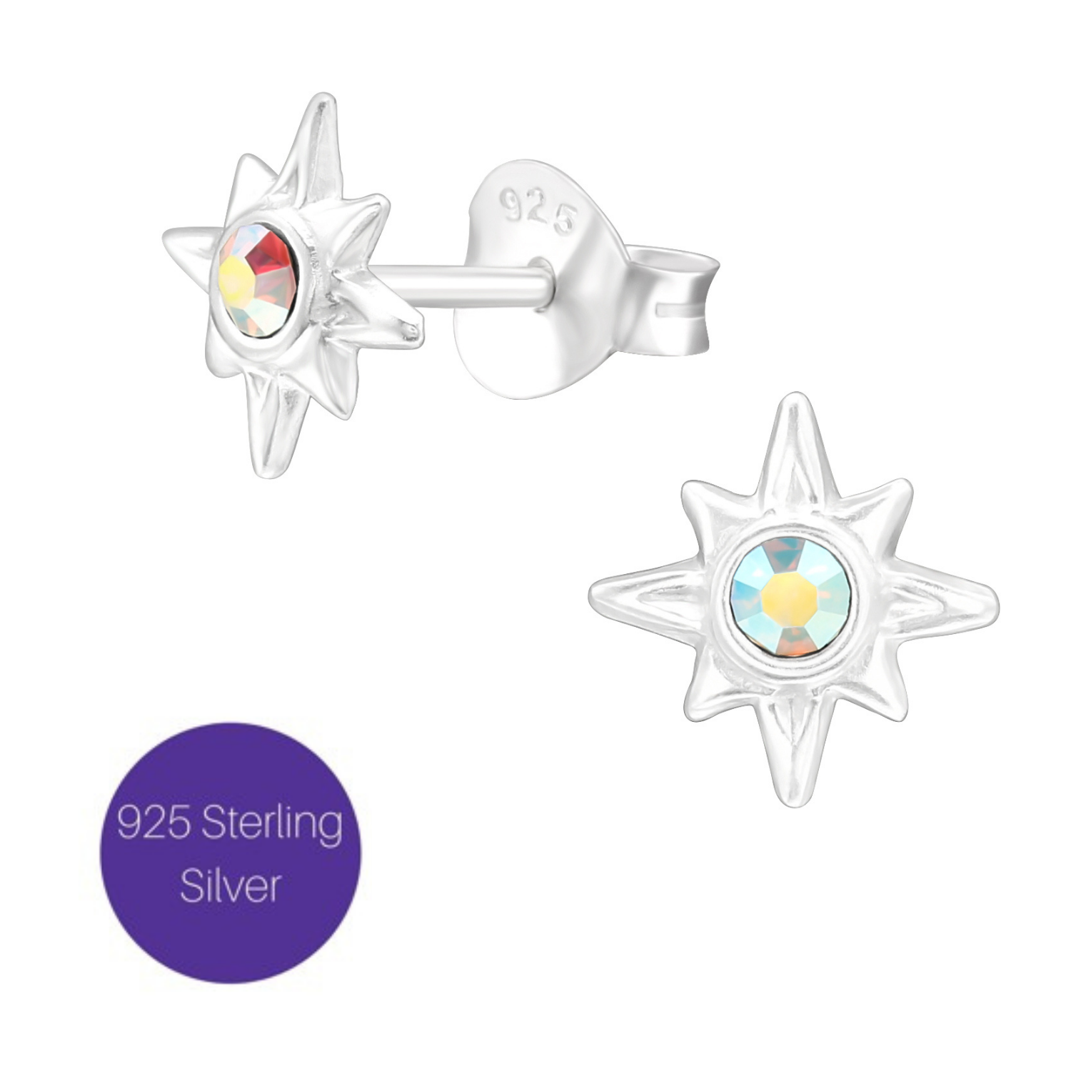 Iridescent Star Stud in Silver