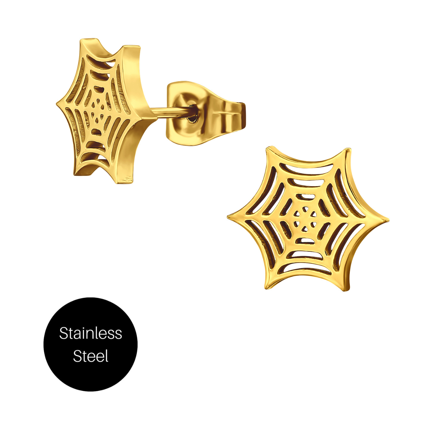 Spider Web Studs in Gold Steel