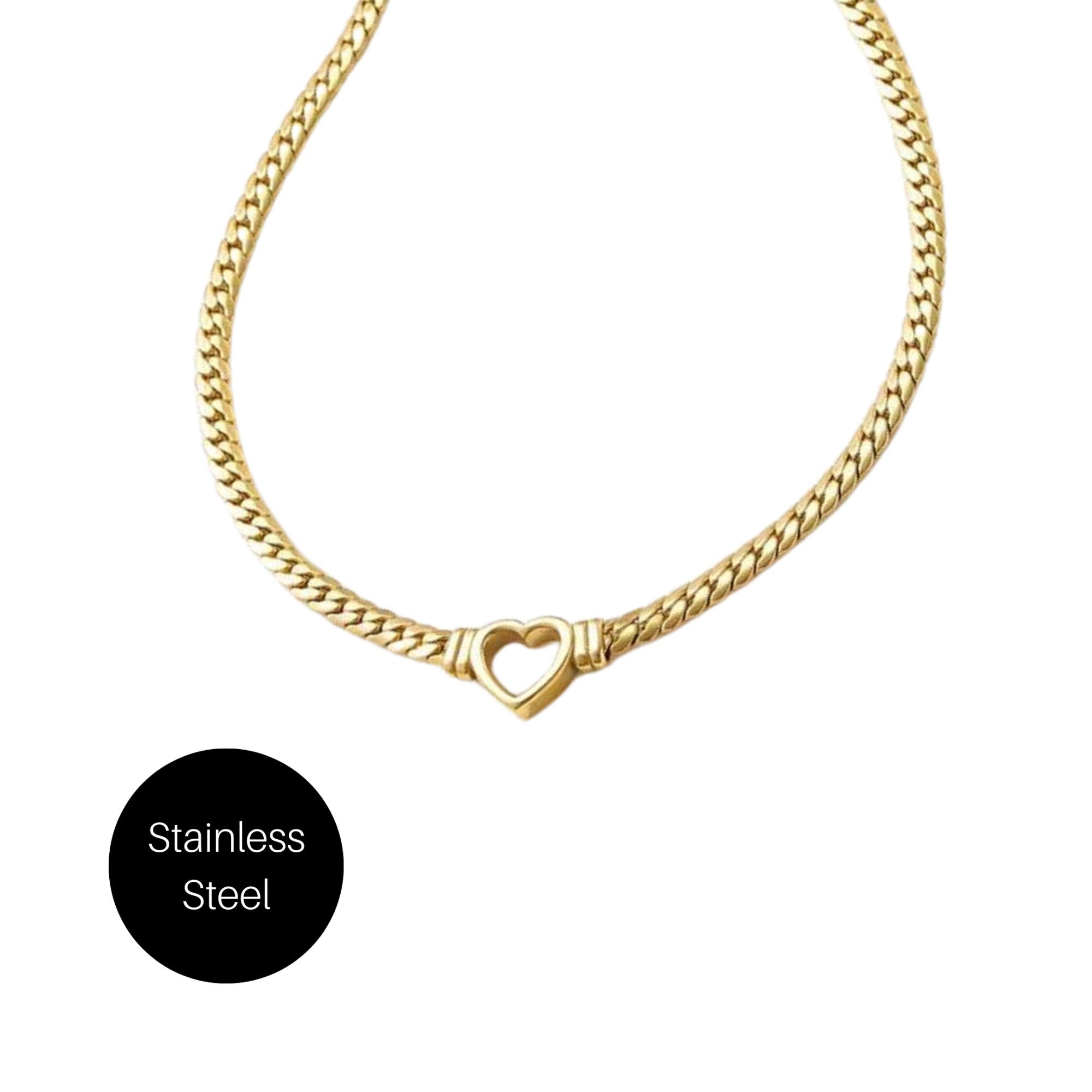 Heart Chain Necklace in Gold