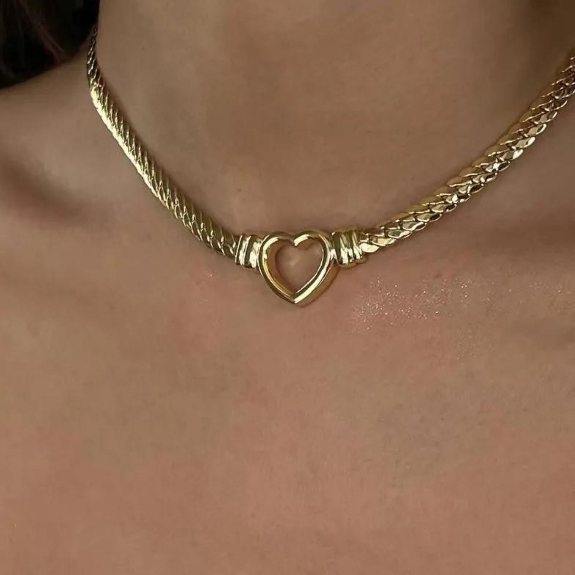 Heart Chain Necklace in Gold