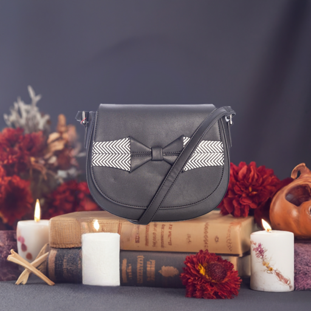 Black and White Bow Crossbody